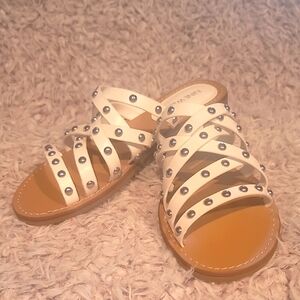 Nine West White Studded Sandals NEW